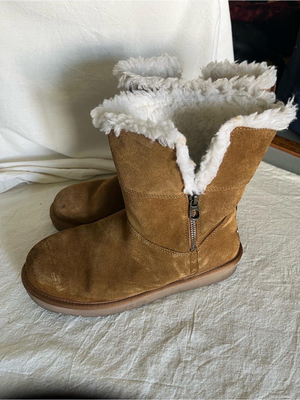 Koolaburra Chestnut Suede Shearling-Lined Winter Boots